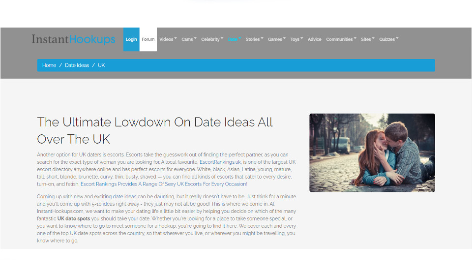 InstantHookups: Website und Anwendung